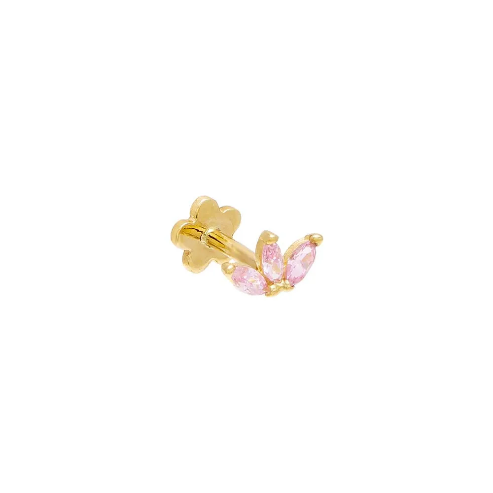 CZ Colored Marquise Threaded Stud Earring 14K