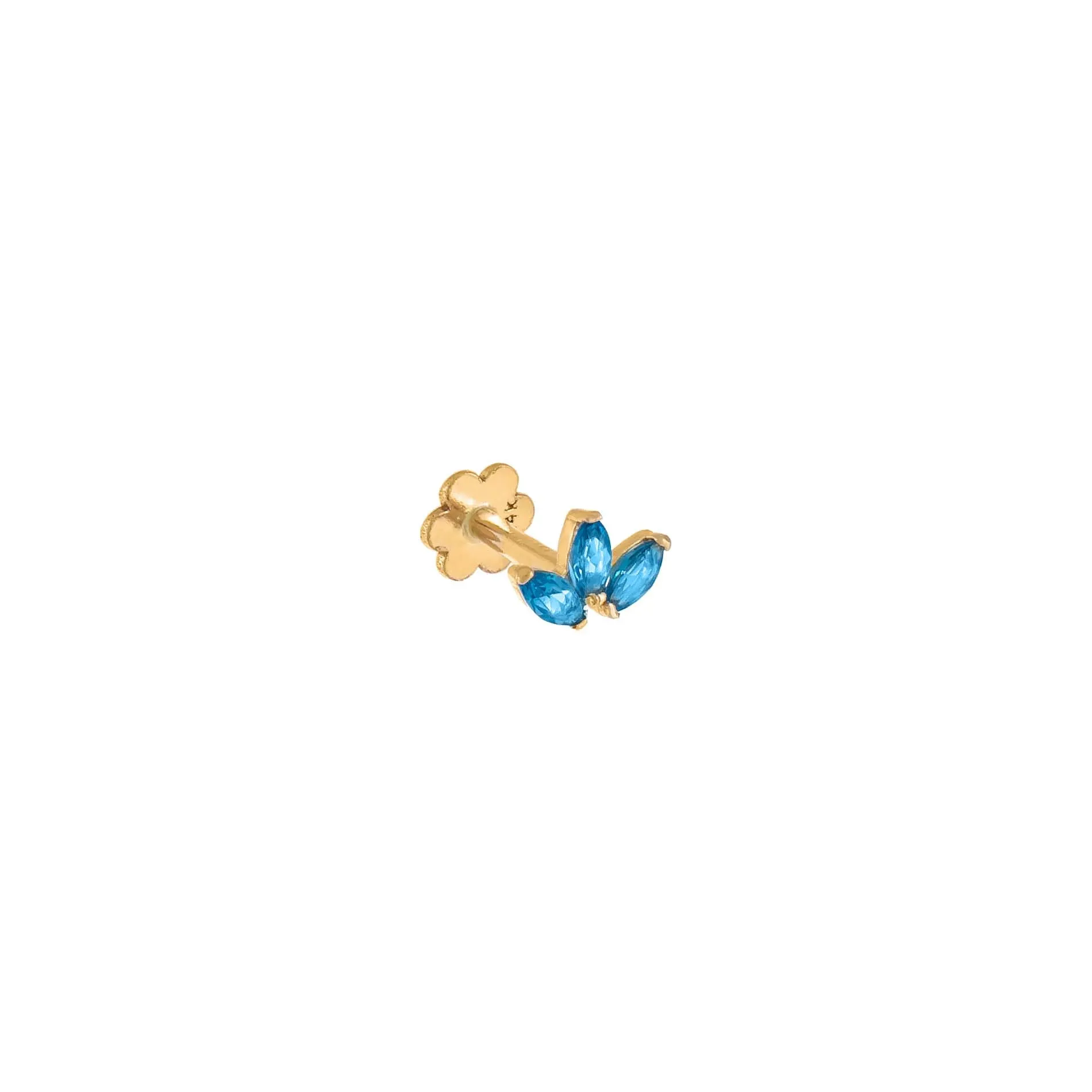 CZ Colored Marquise Threaded Stud Earring 14K