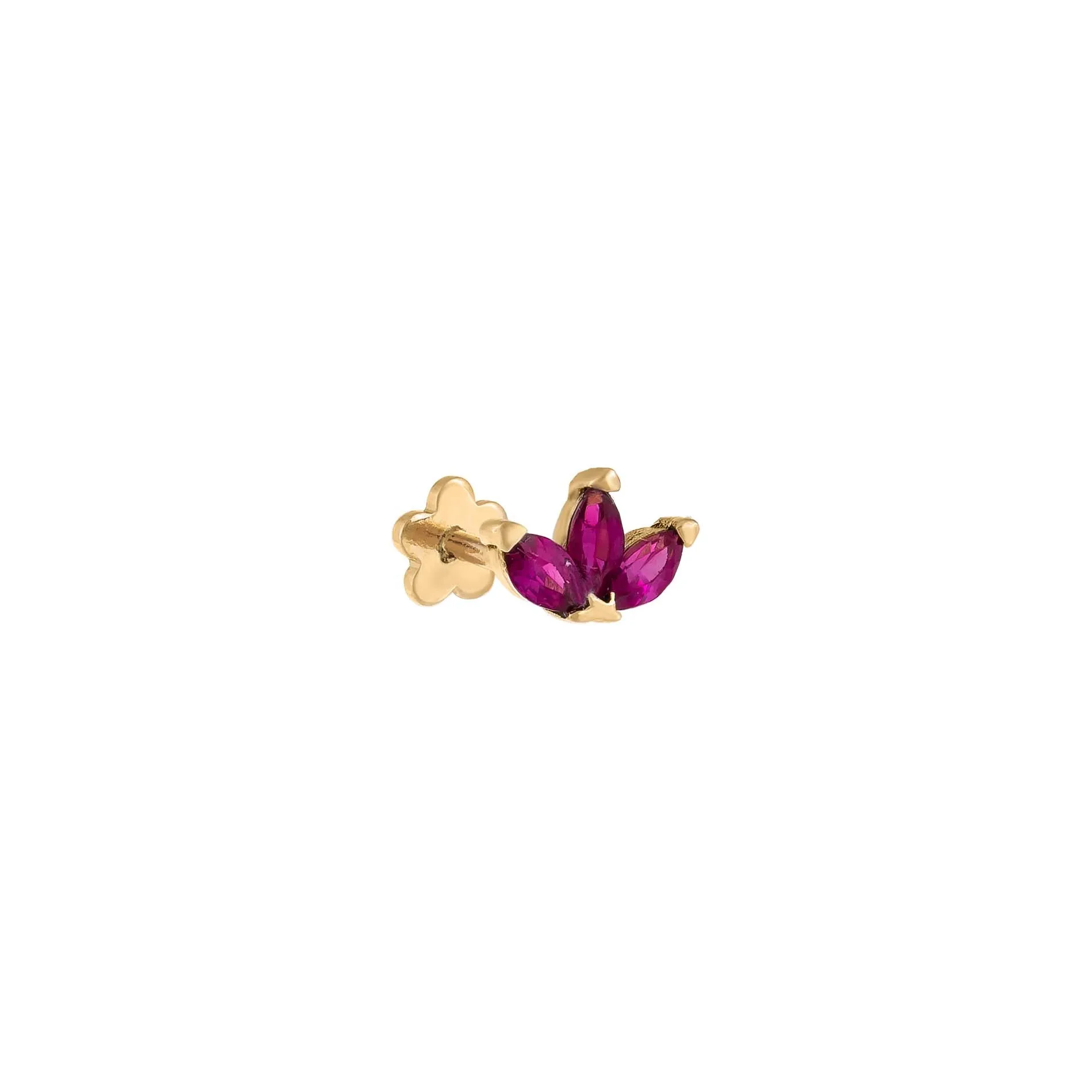 CZ Colored Marquise Threaded Stud Earring 14K