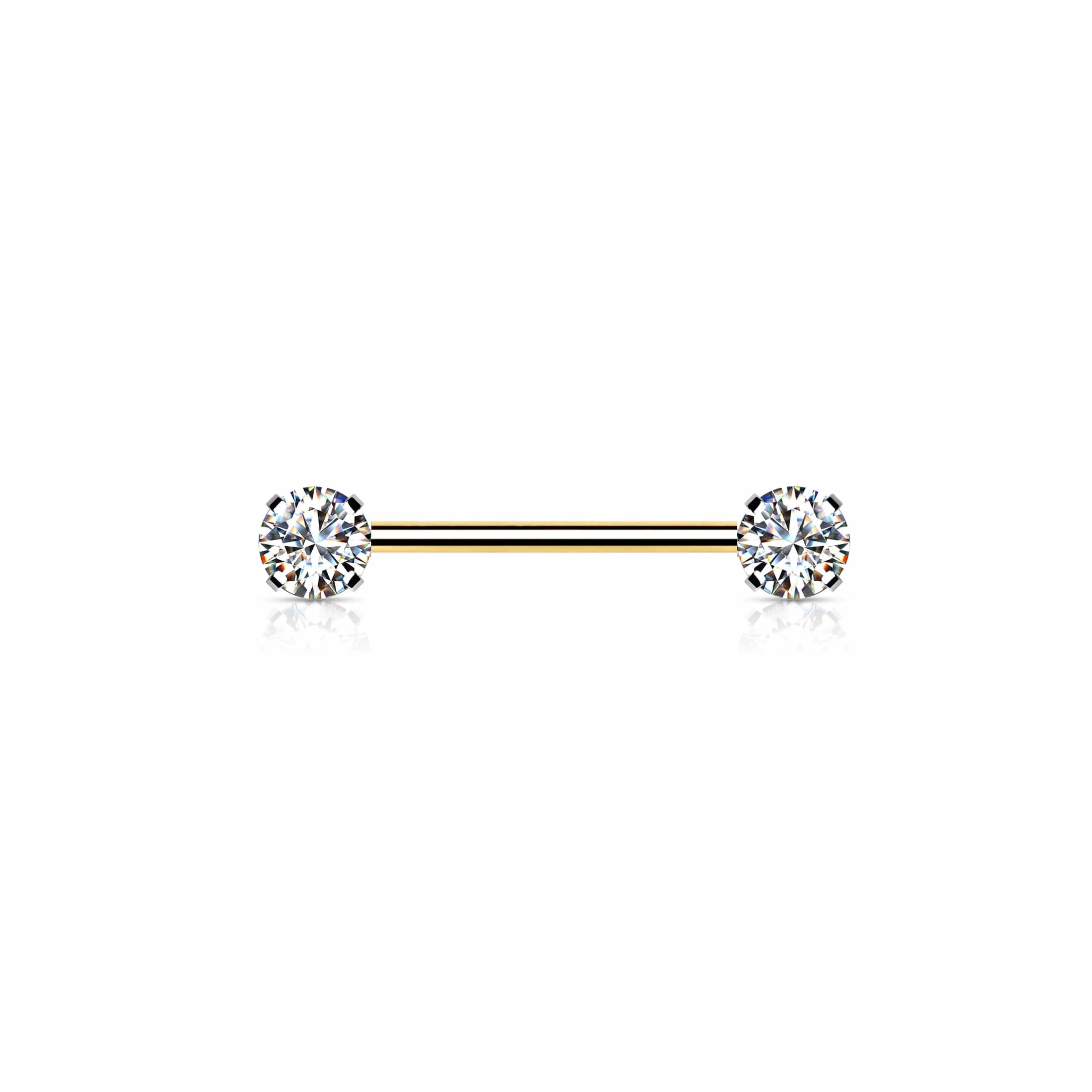 Cz Internally Threaded 16g Nipple Bar (Pair)