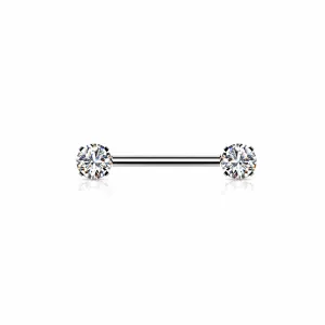 Cz Internally Threaded 16g Nipple Bar (Pair)