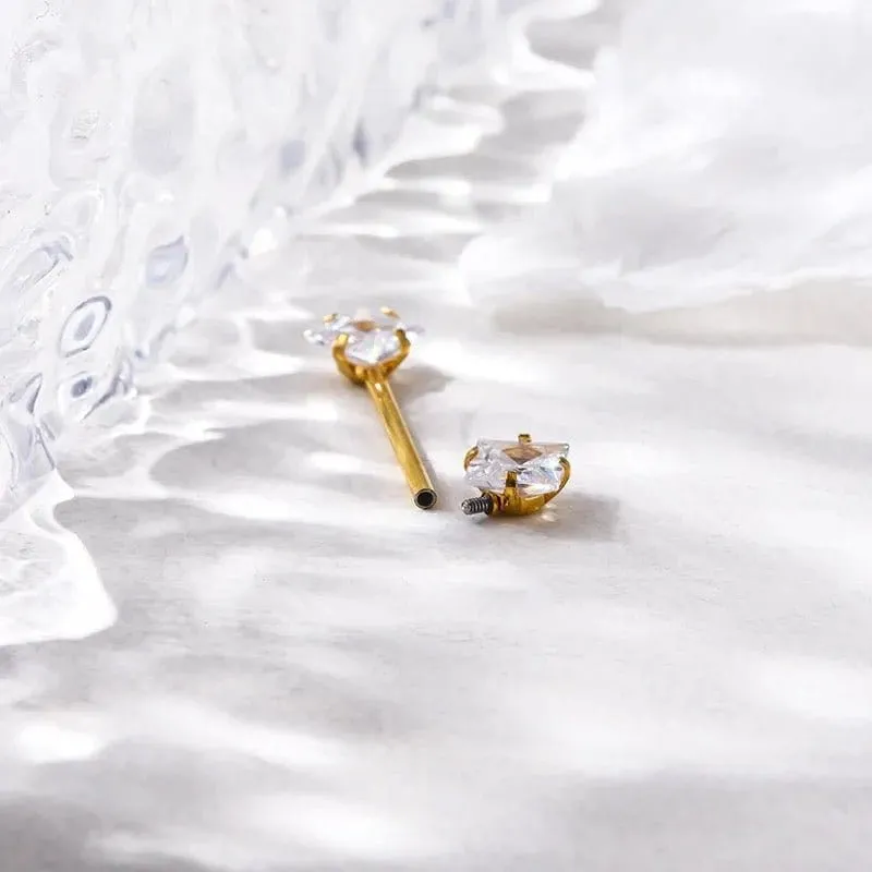 Cz Internally Threaded 16g Nipple Bar (Pair)