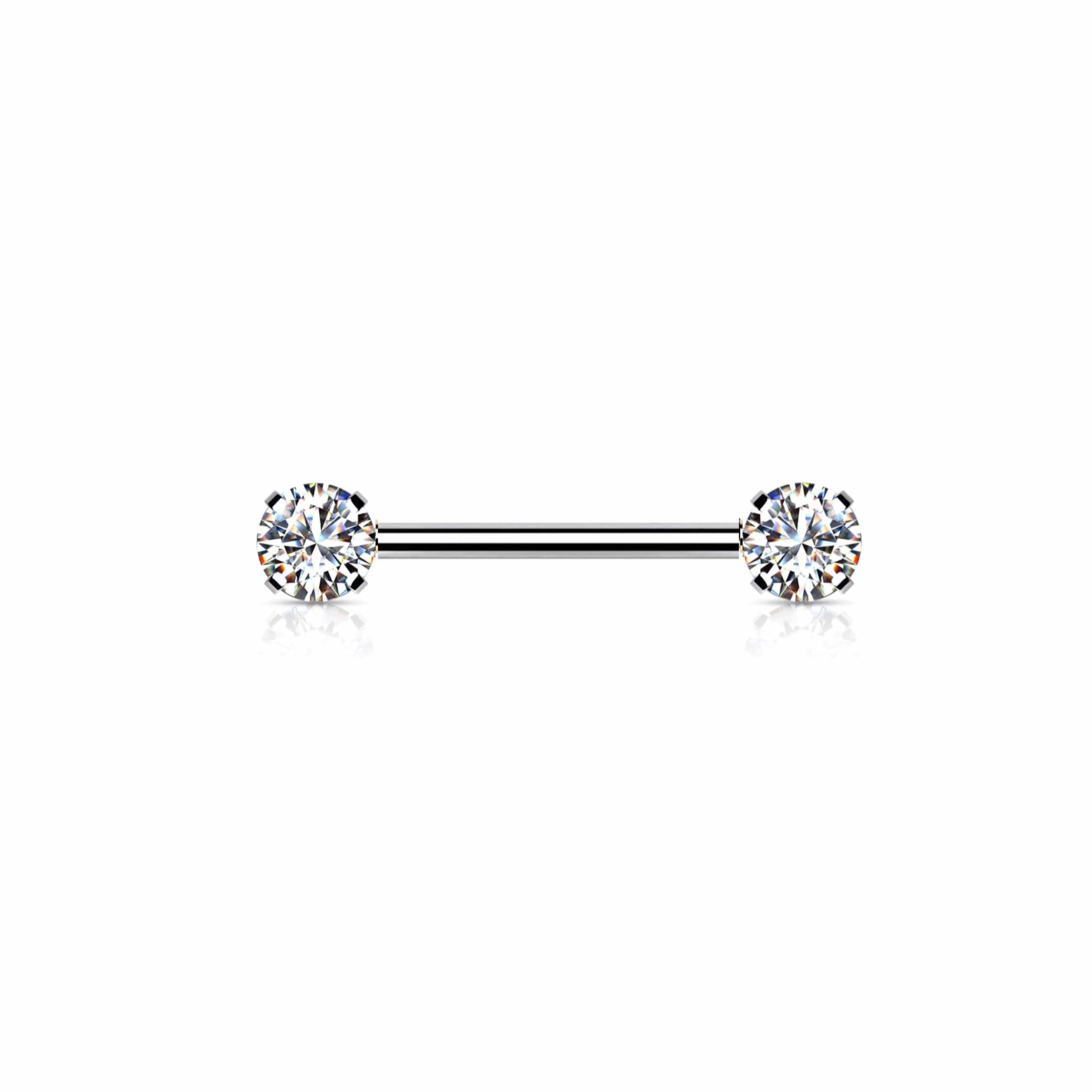 Cz Internally Threaded 16g Nipple Bar (Pair)