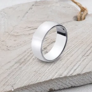 D-Shaped Solid 925 Silver Band - 9mm Wide