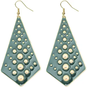 Dark Green Bubble Necktie Dangle Earrings
