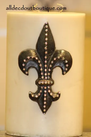 Decorative Candle Pin | Embellished Aurora Borealis Large Fleur De Lis