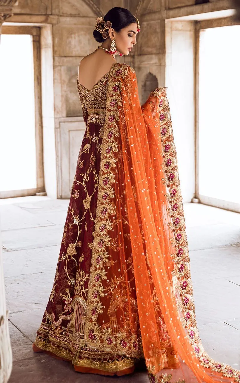 Deep Red Wedding Walima Dress