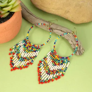 Desert Sunset Multi Beaded Fringe Earrings