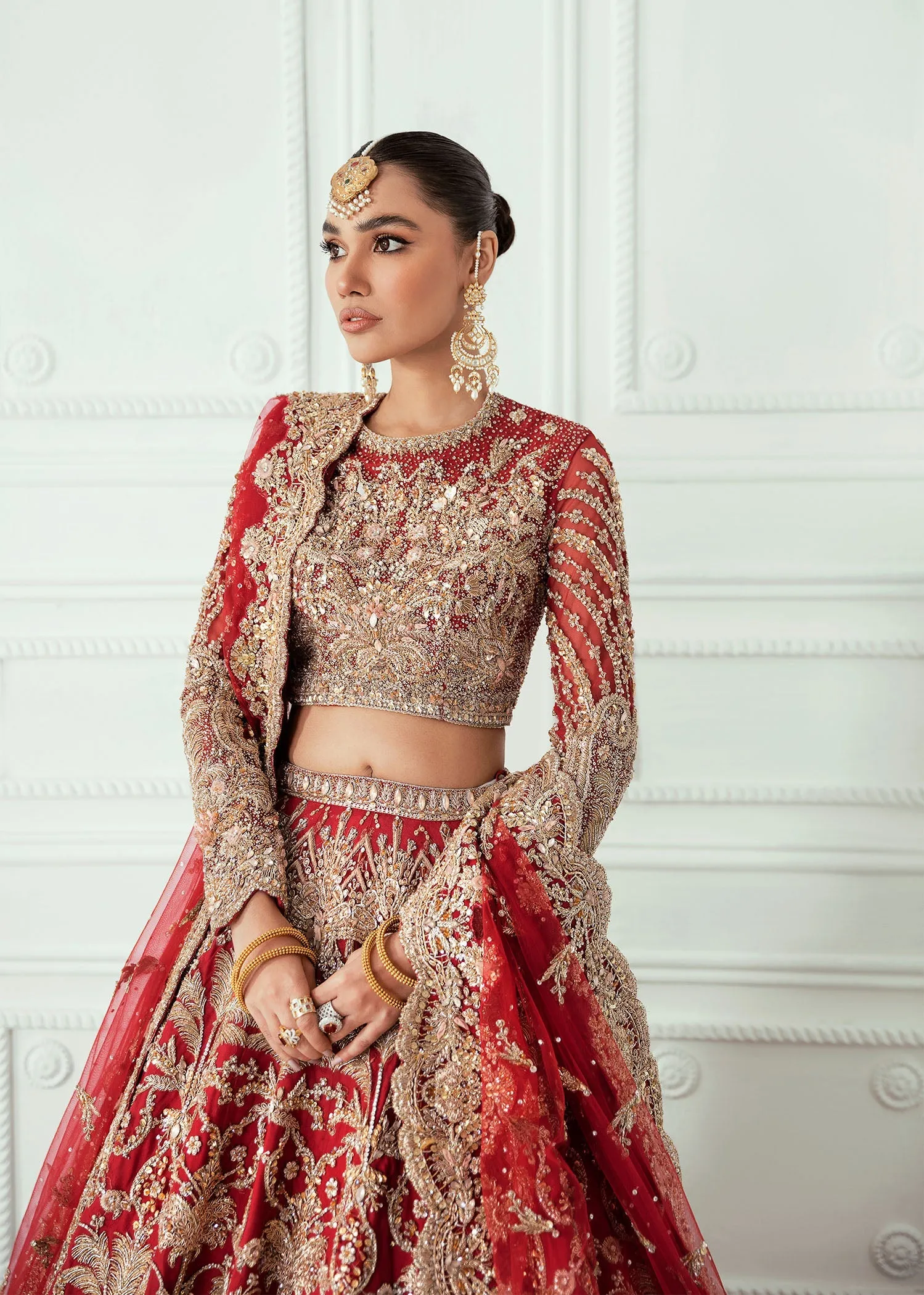 Designer Embellished Red Indian Wedding Lehenga #BN1222
