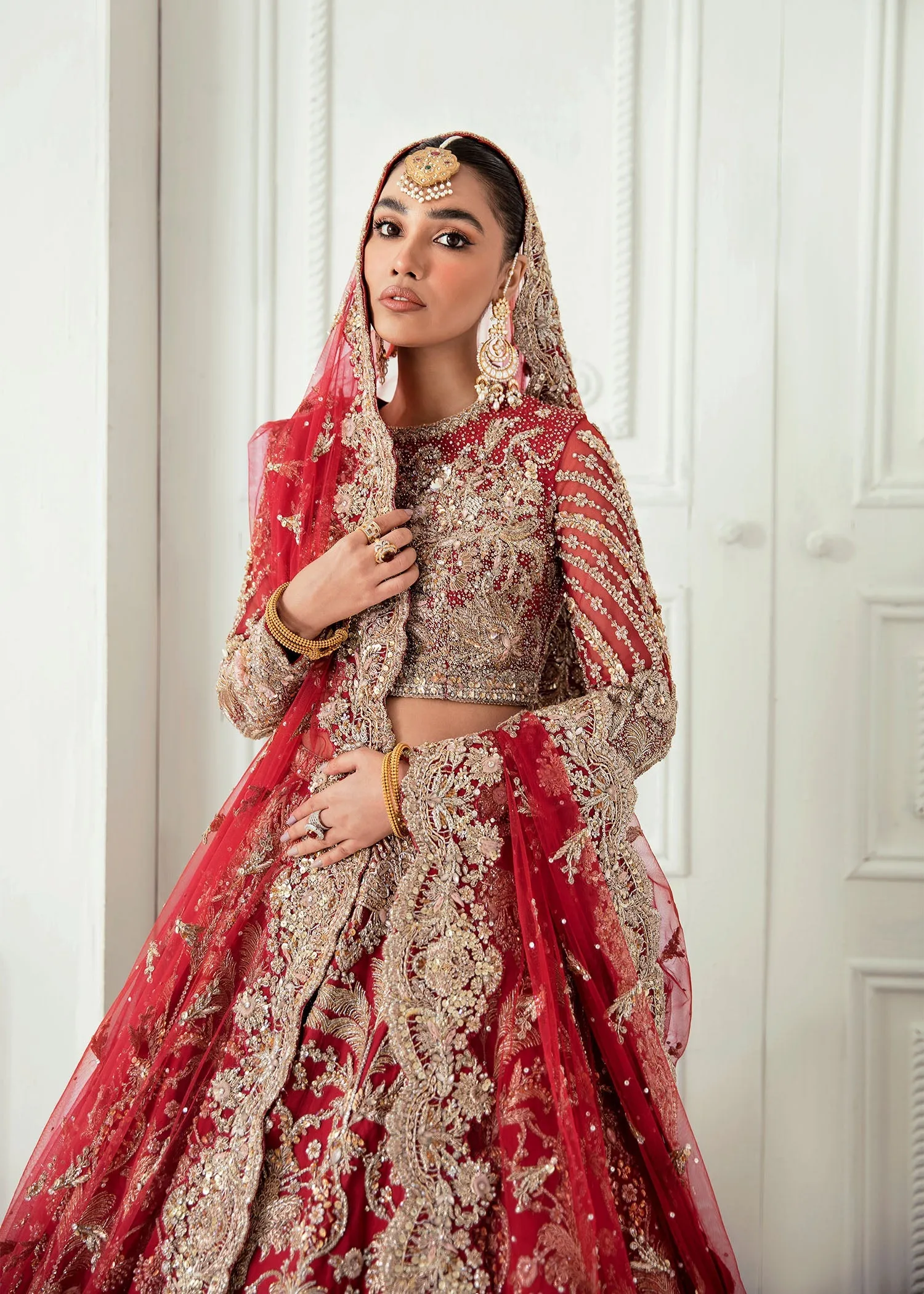 Designer Embellished Red Indian Wedding Lehenga #BN1222