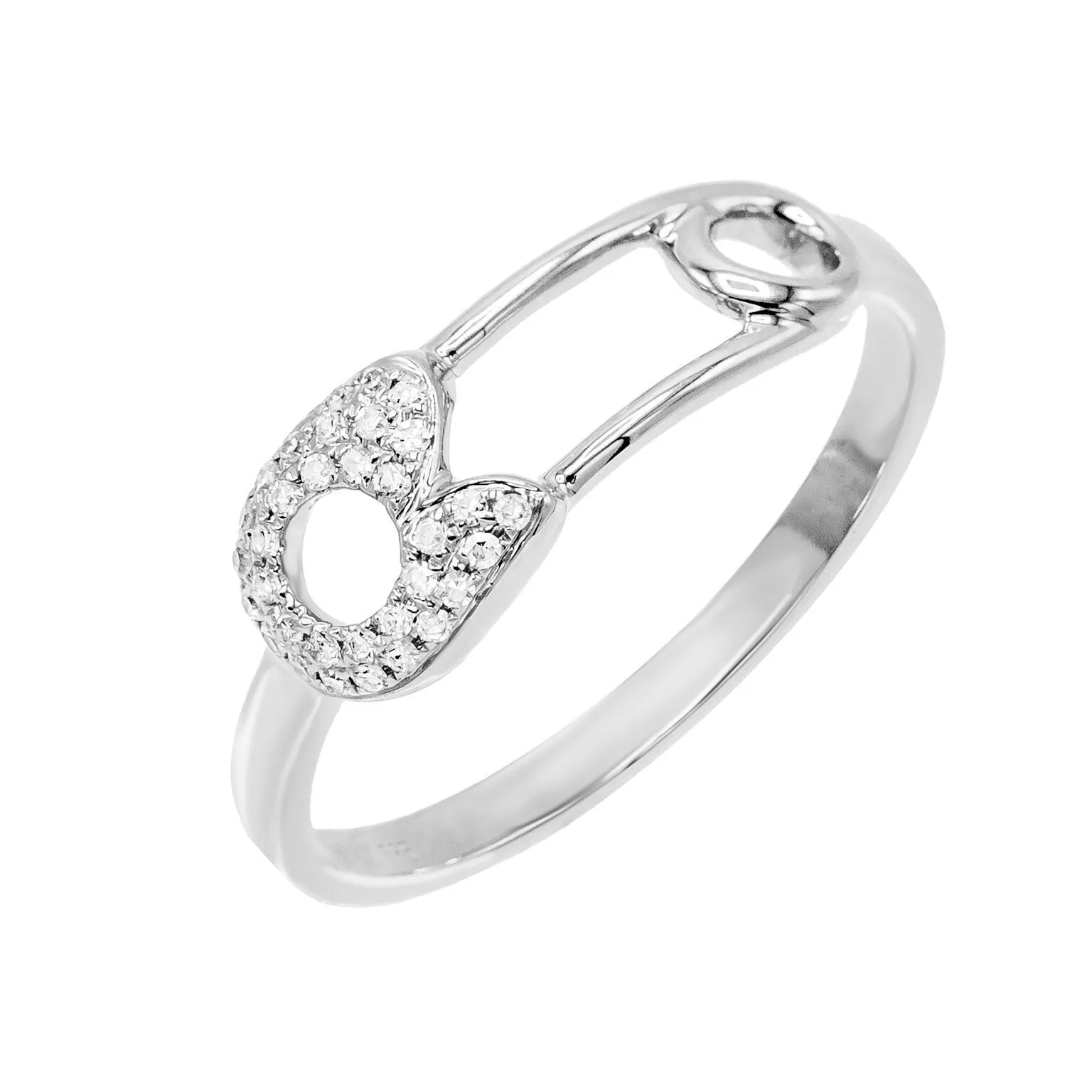 Diamond Safety Pin Ring 14K