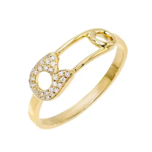 Diamond Safety Pin Ring 14K