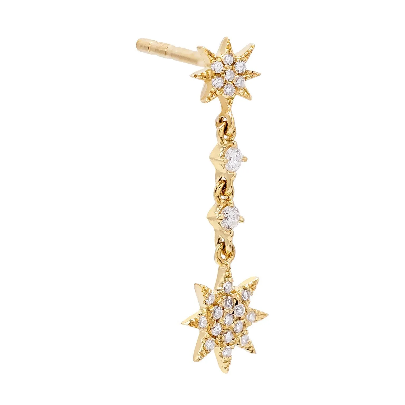 Diamond Starburst Dangle Stud Earring 14K