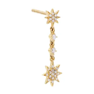 Diamond Starburst Dangle Stud Earring 14K
