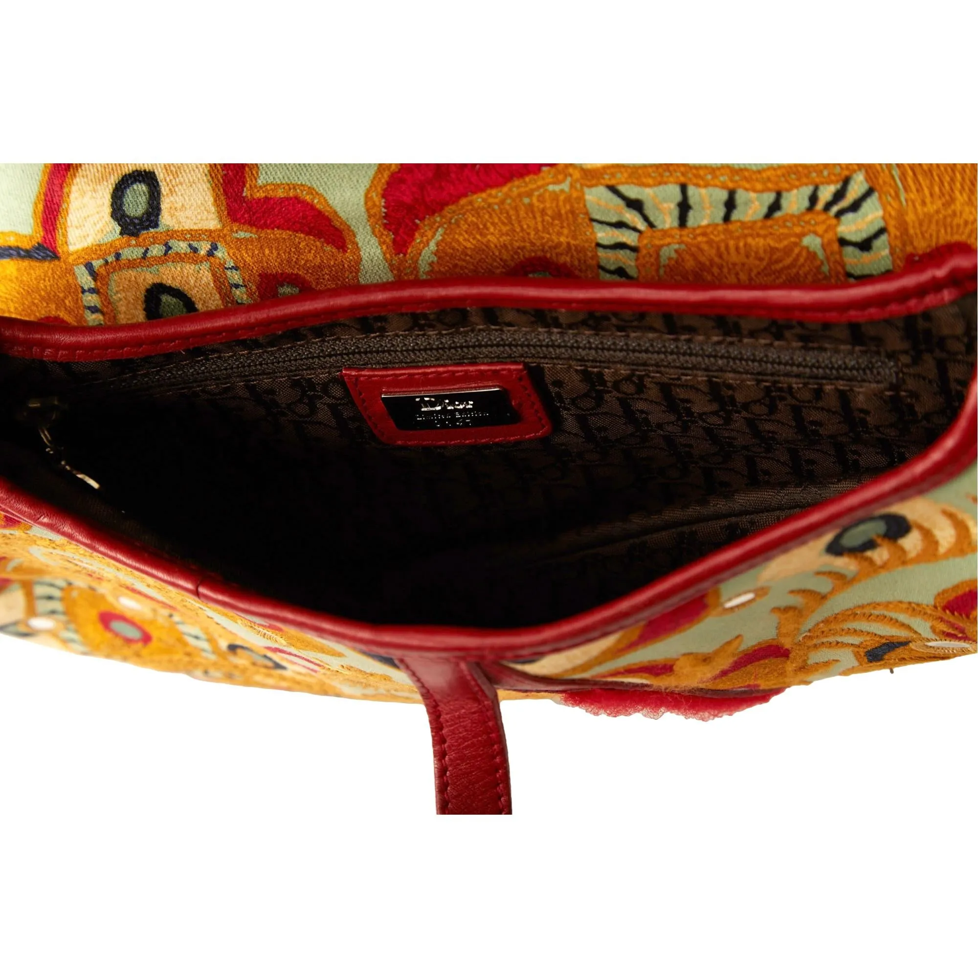 Dior Multicolor Embroidered Charm Saddle Bag