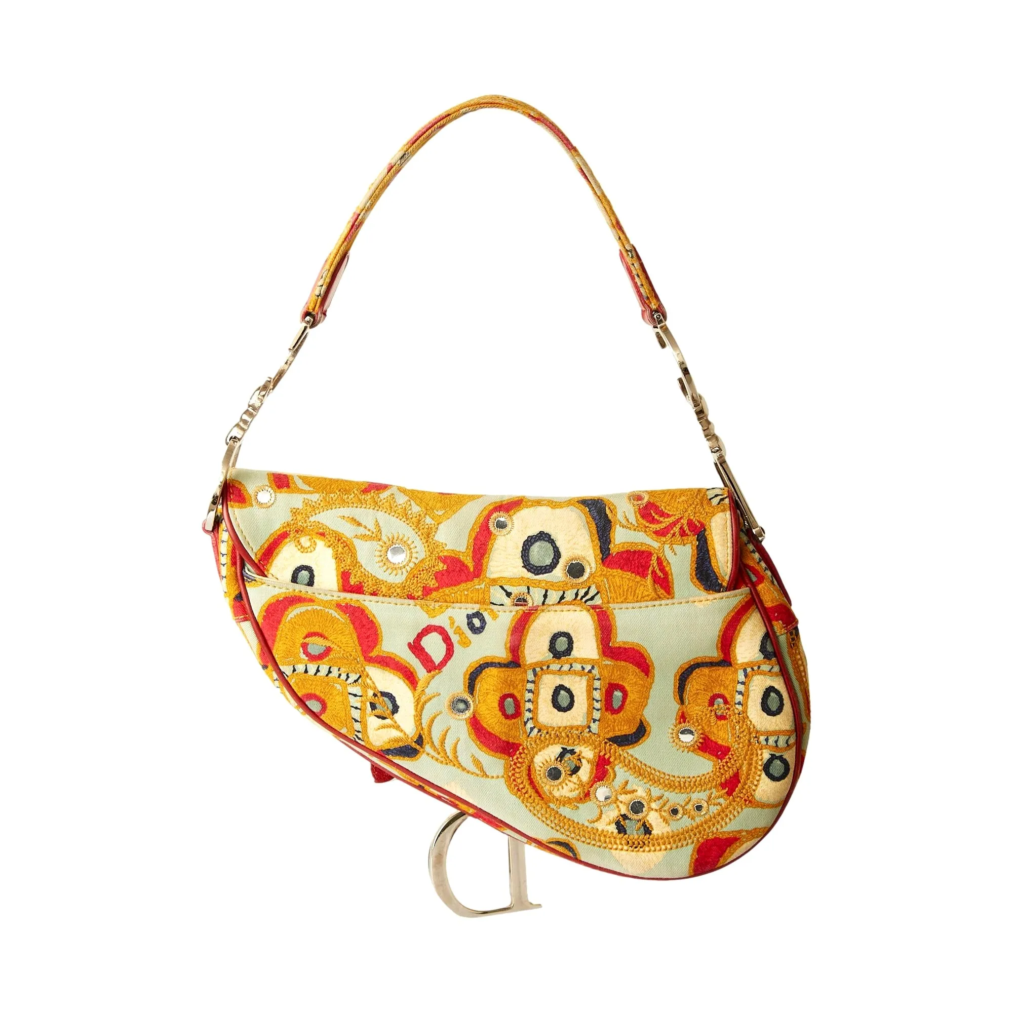 Dior Multicolor Embroidered Charm Saddle Bag