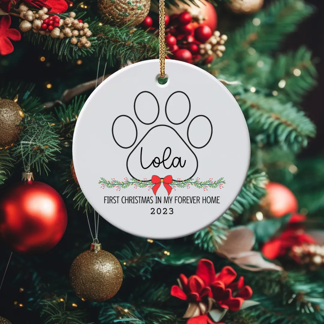 Dog's First Christmas Ceramic Ornament