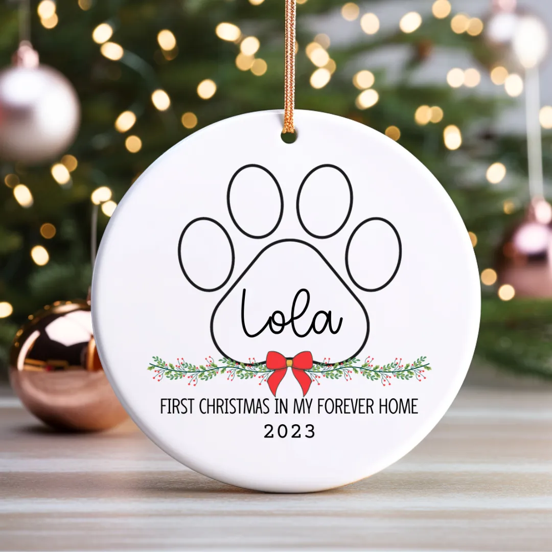 Dog's First Christmas Ceramic Ornament