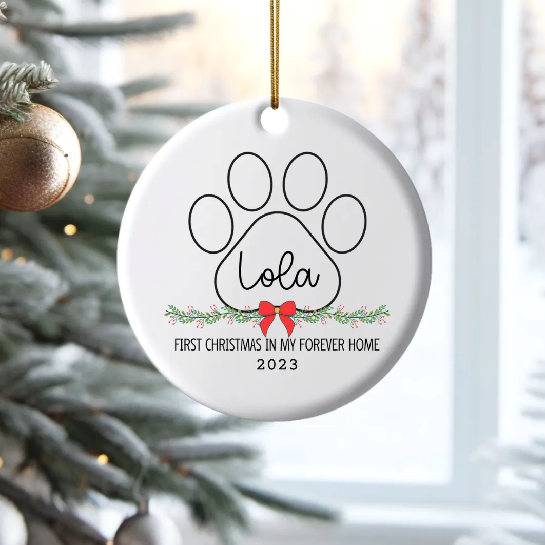 Dog's First Christmas Ceramic Ornament