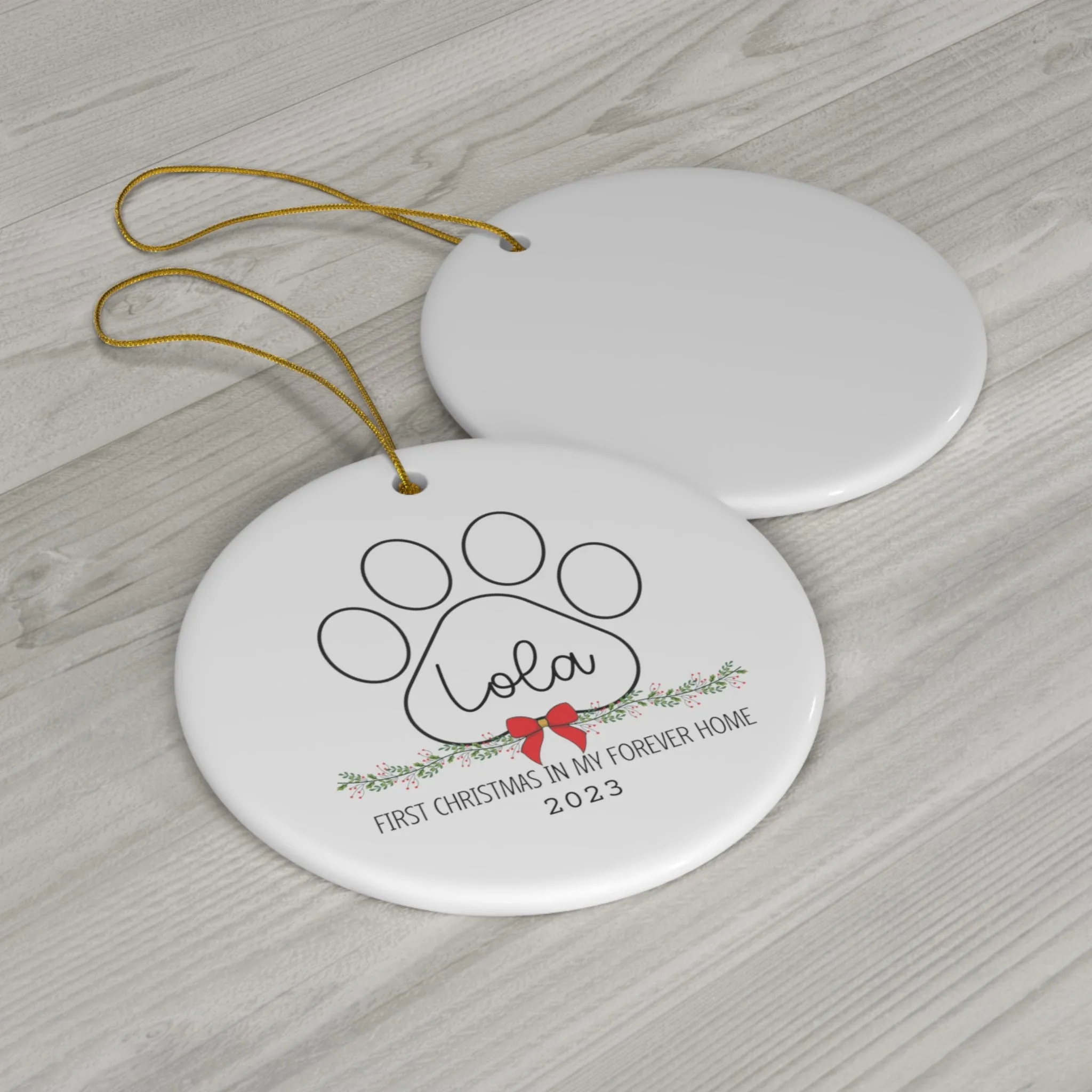 Dog's First Christmas Ceramic Ornament