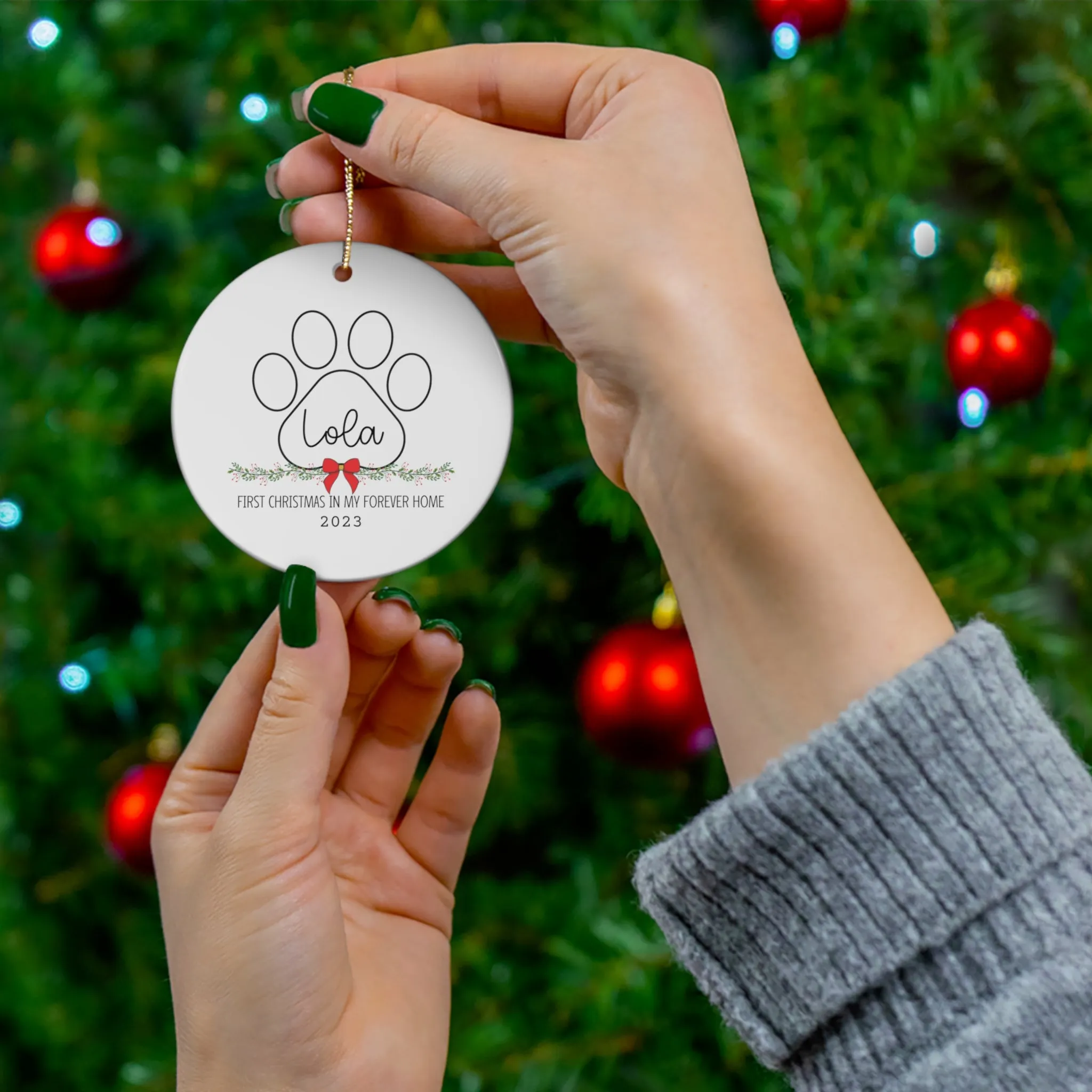 Dog's First Christmas Ceramic Ornament