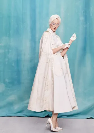 Double breasted Floral jacquard cape | Spring/Summer 18
