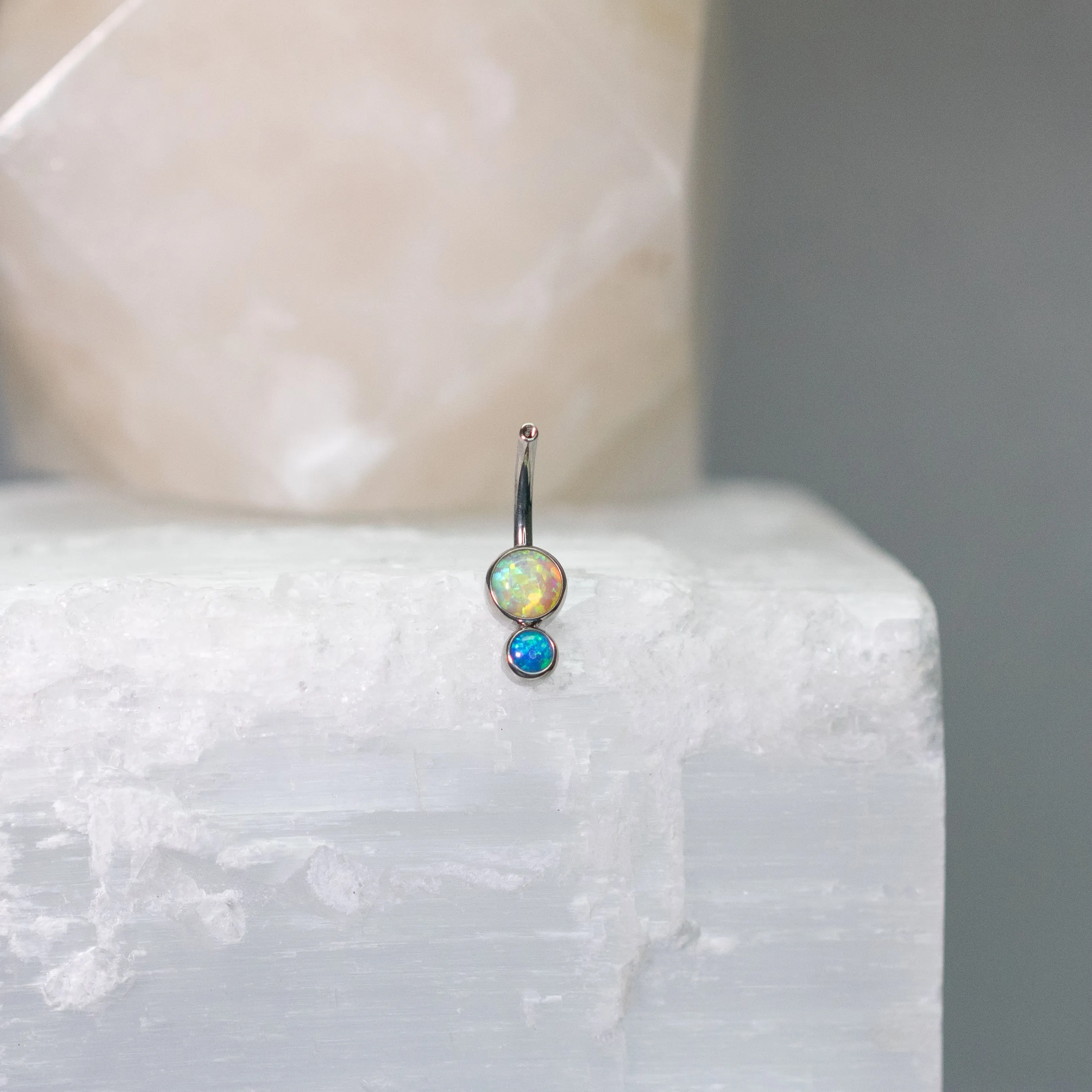 Double Gem Navel Curve Shaft