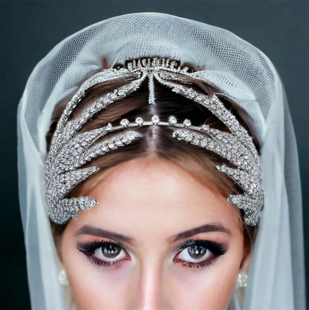 Dramatic Embellished Crystal Vines Tiara