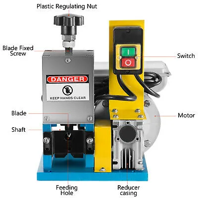 Electric Wire Stripping Machine Portable Powered Comercial 1/4HP Cable Stripper