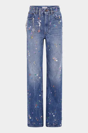 Embellished Denim Jean in Denim Stone