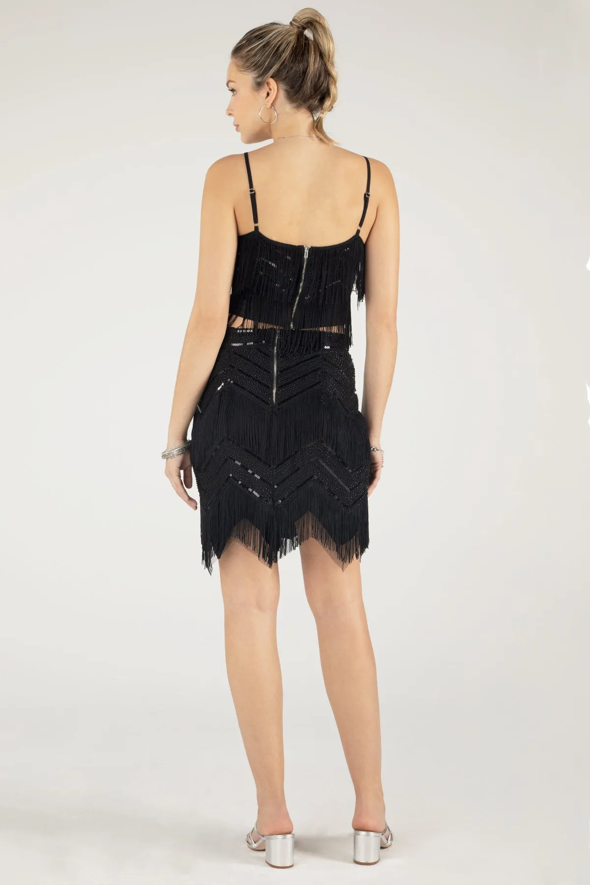 Embellished Fringe Mini Skirt