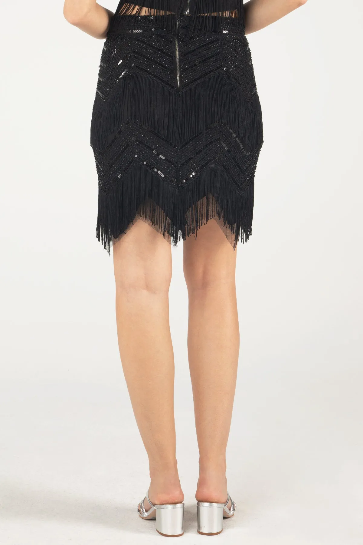 Embellished Fringe Mini Skirt