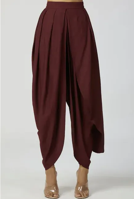 Embellished Kaftan & Dhoti Pant Set in Brown