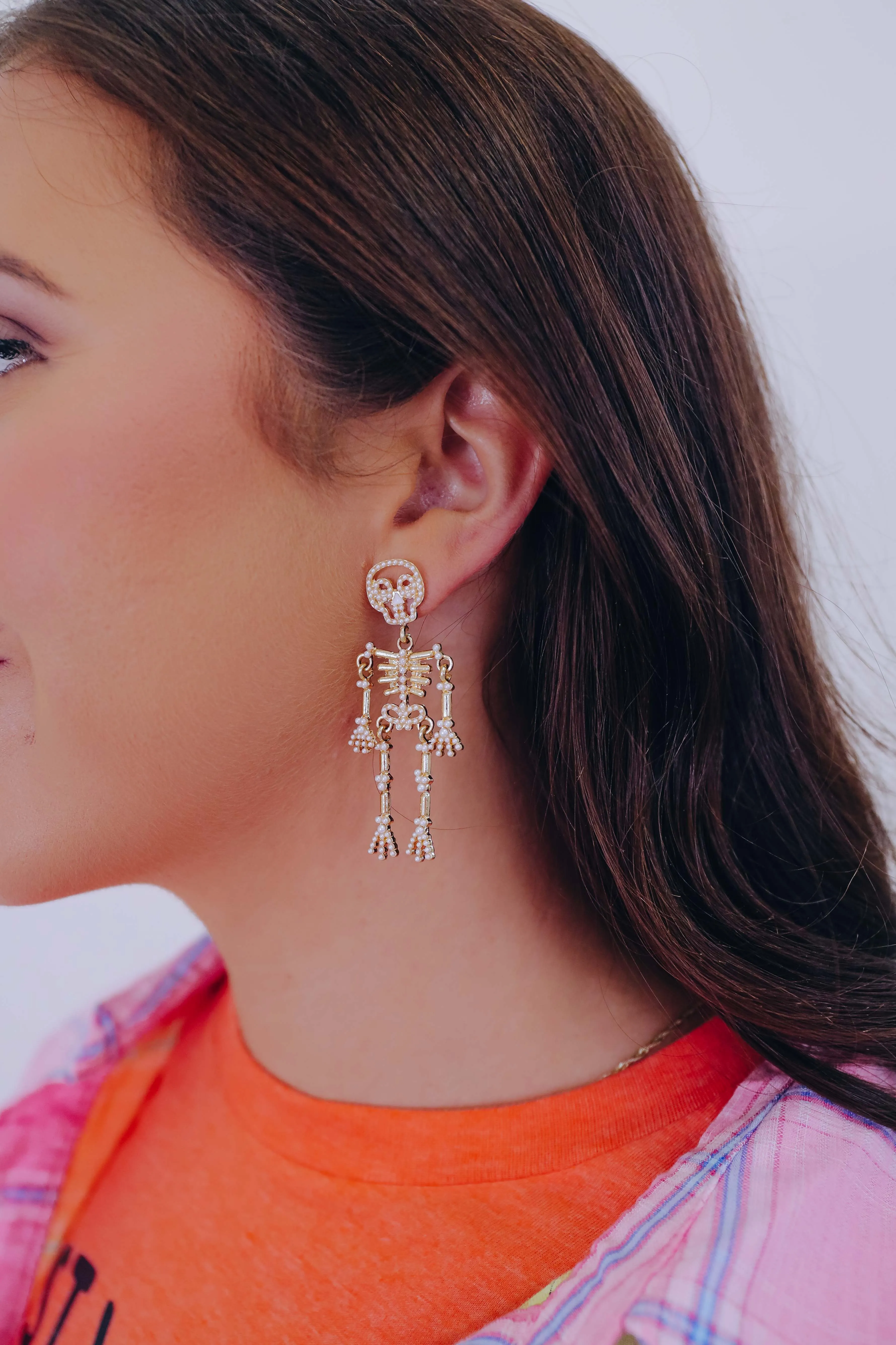 Emily Embellished Skeleton Dangle Earrings