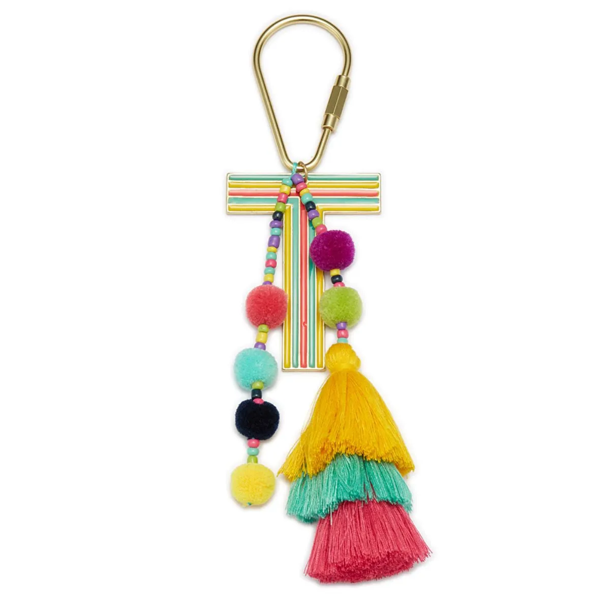ENAMEL INITAL BEADED TASSEL KEYCHAIN