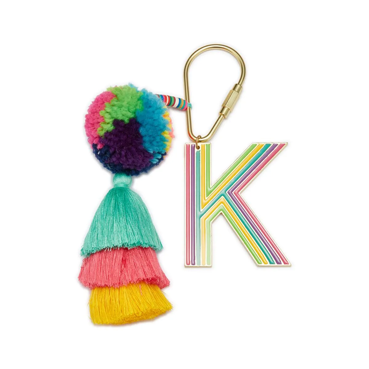 ENAMEL INITAL BEADED TASSEL KEYCHAIN