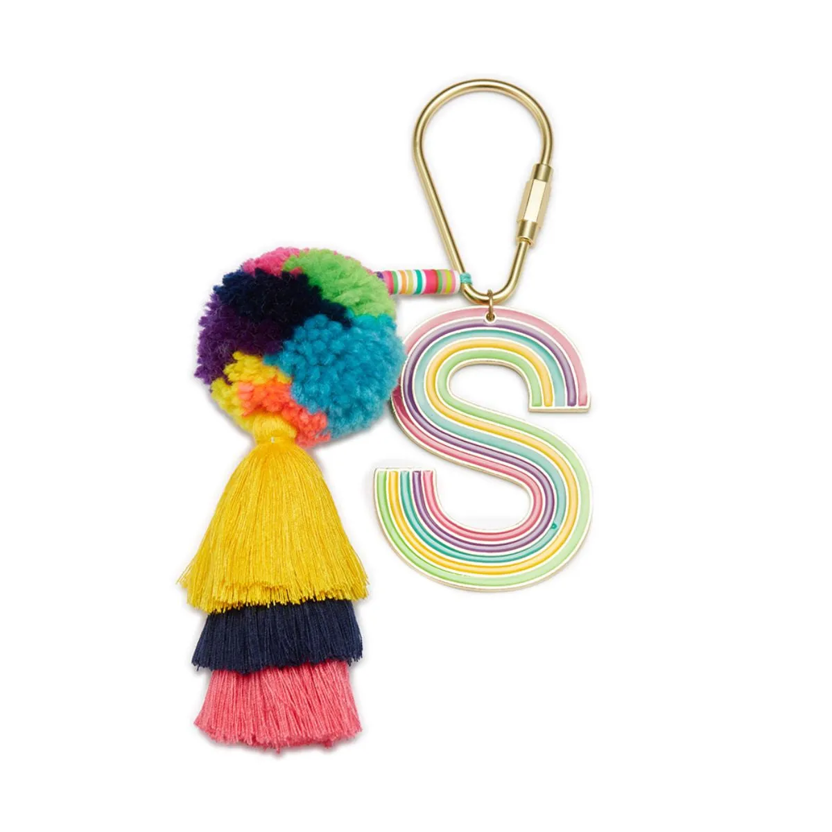 ENAMEL INITAL BEADED TASSEL KEYCHAIN