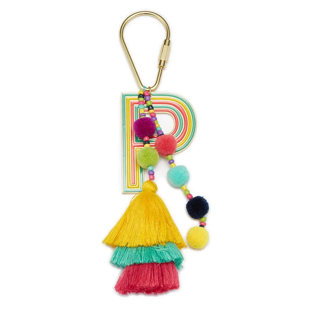 ENAMEL INITAL BEADED TASSEL KEYCHAIN