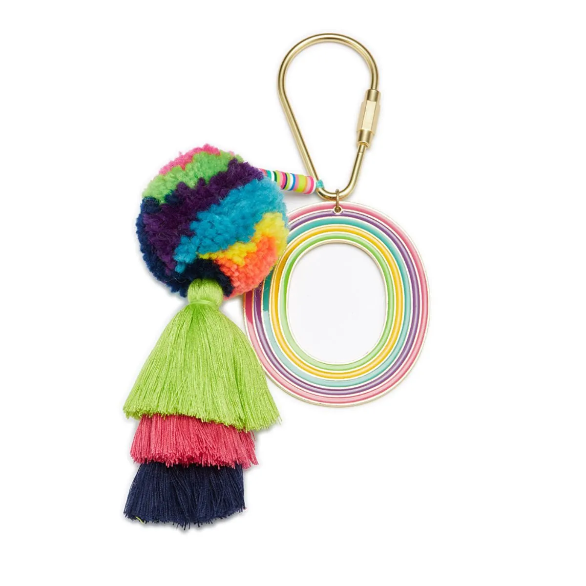 ENAMEL INITAL BEADED TASSEL KEYCHAIN