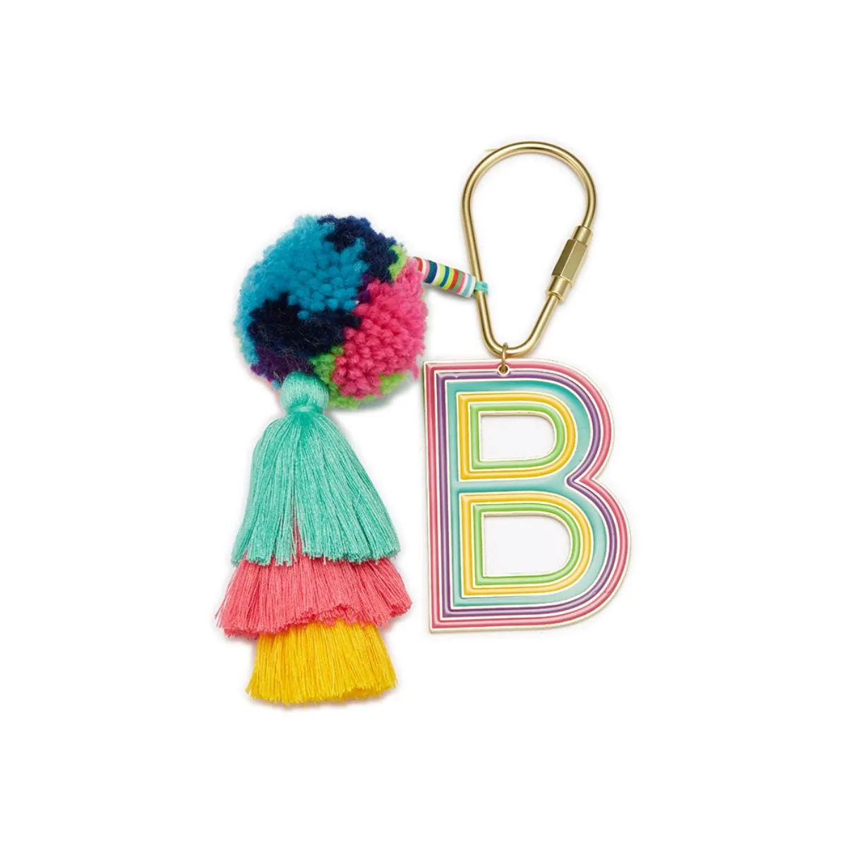 ENAMEL INITAL BEADED TASSEL KEYCHAIN