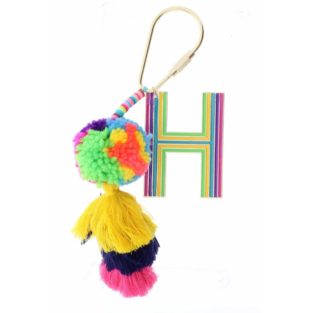 ENAMEL INITAL BEADED TASSEL KEYCHAIN