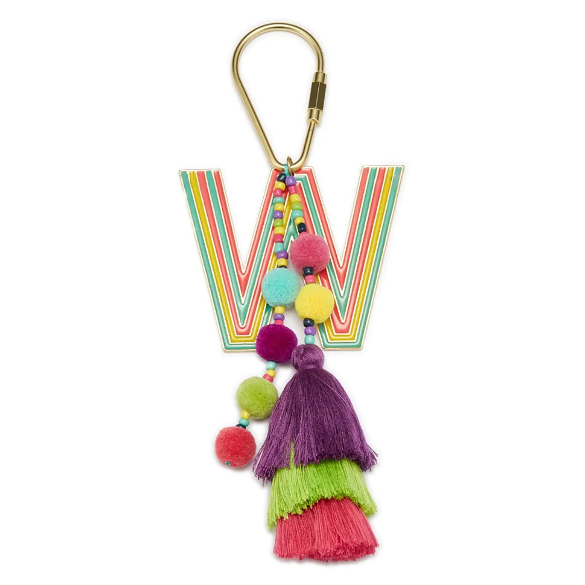 ENAMEL INITAL BEADED TASSEL KEYCHAIN