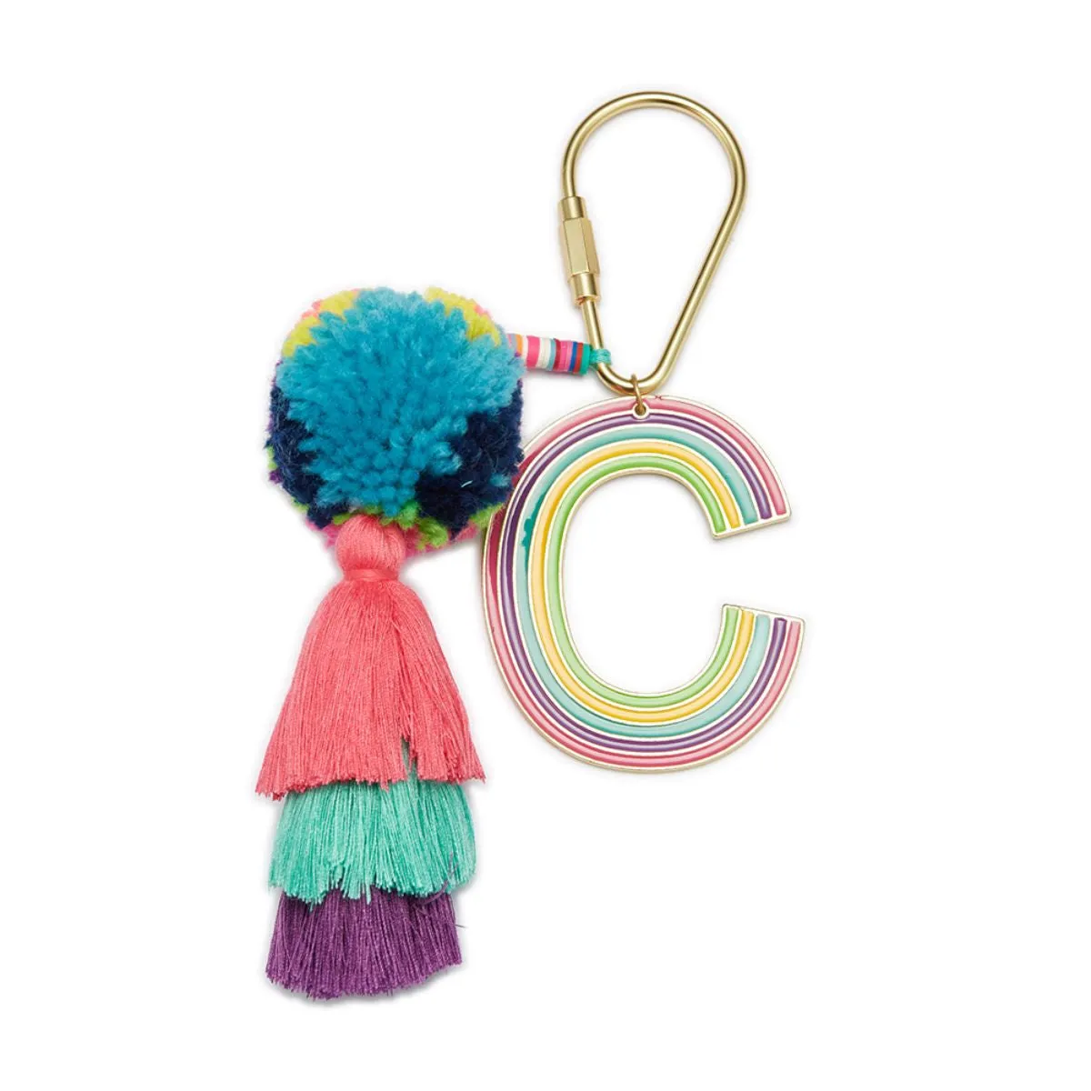 ENAMEL INITAL BEADED TASSEL KEYCHAIN