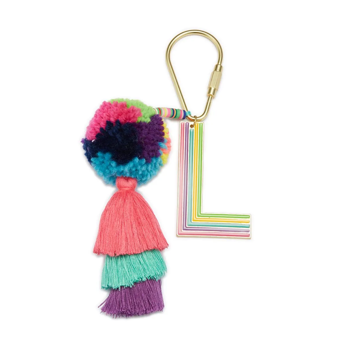ENAMEL INITAL BEADED TASSEL KEYCHAIN