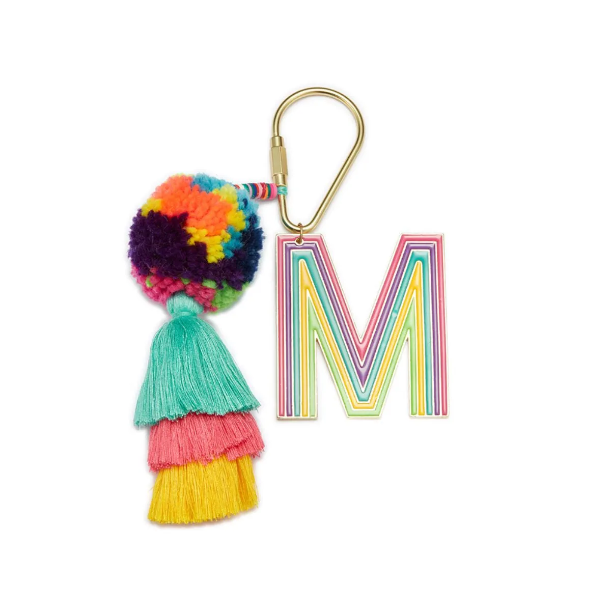 ENAMEL INITAL BEADED TASSEL KEYCHAIN