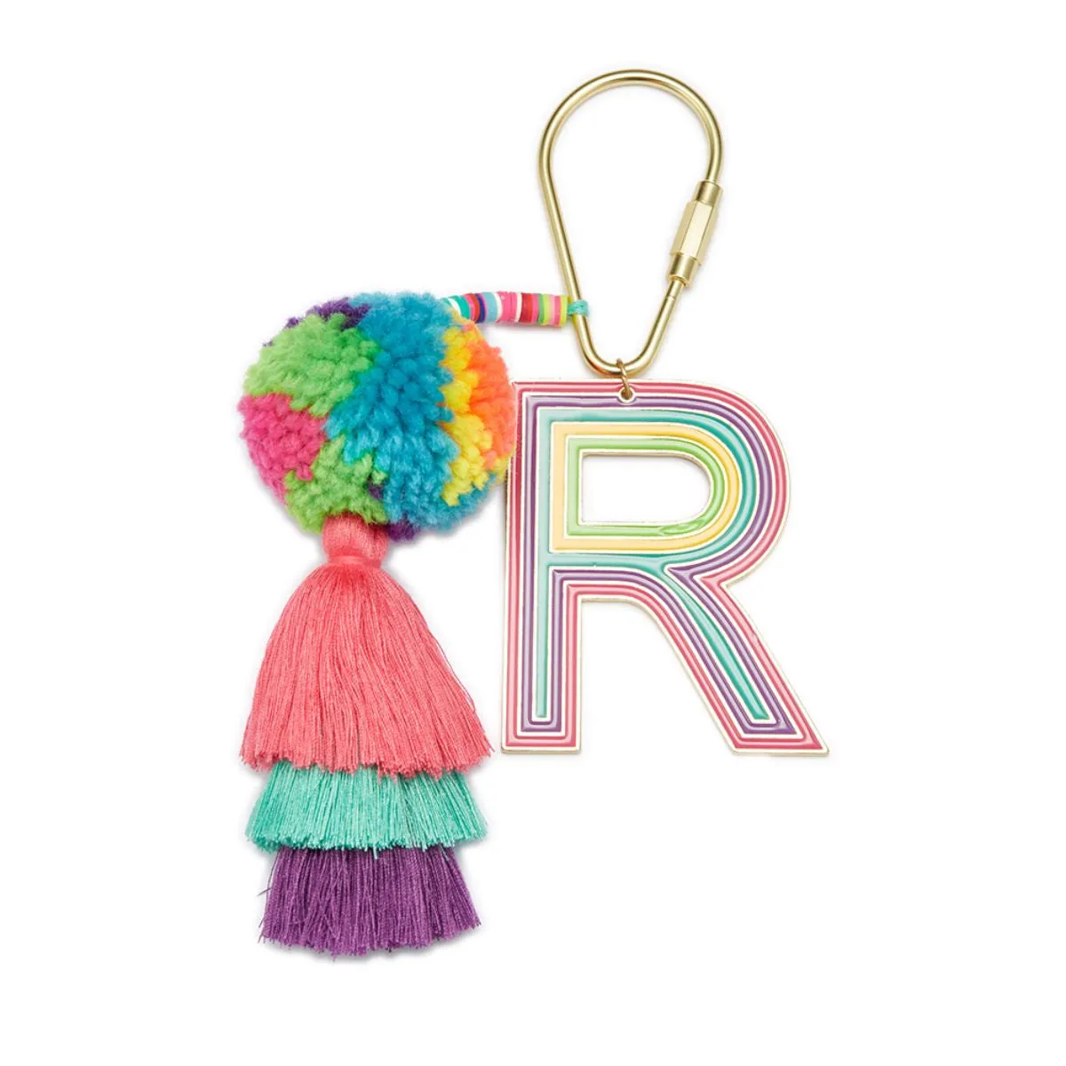 ENAMEL INITAL BEADED TASSEL KEYCHAIN