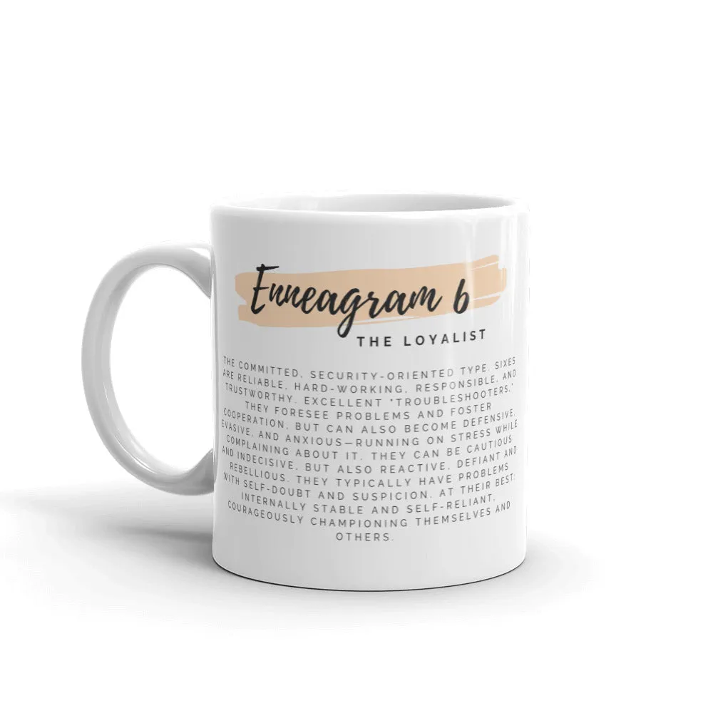 Enneagram 6 White glossy mug