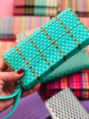 Fabiola Wallet Teal & Gold