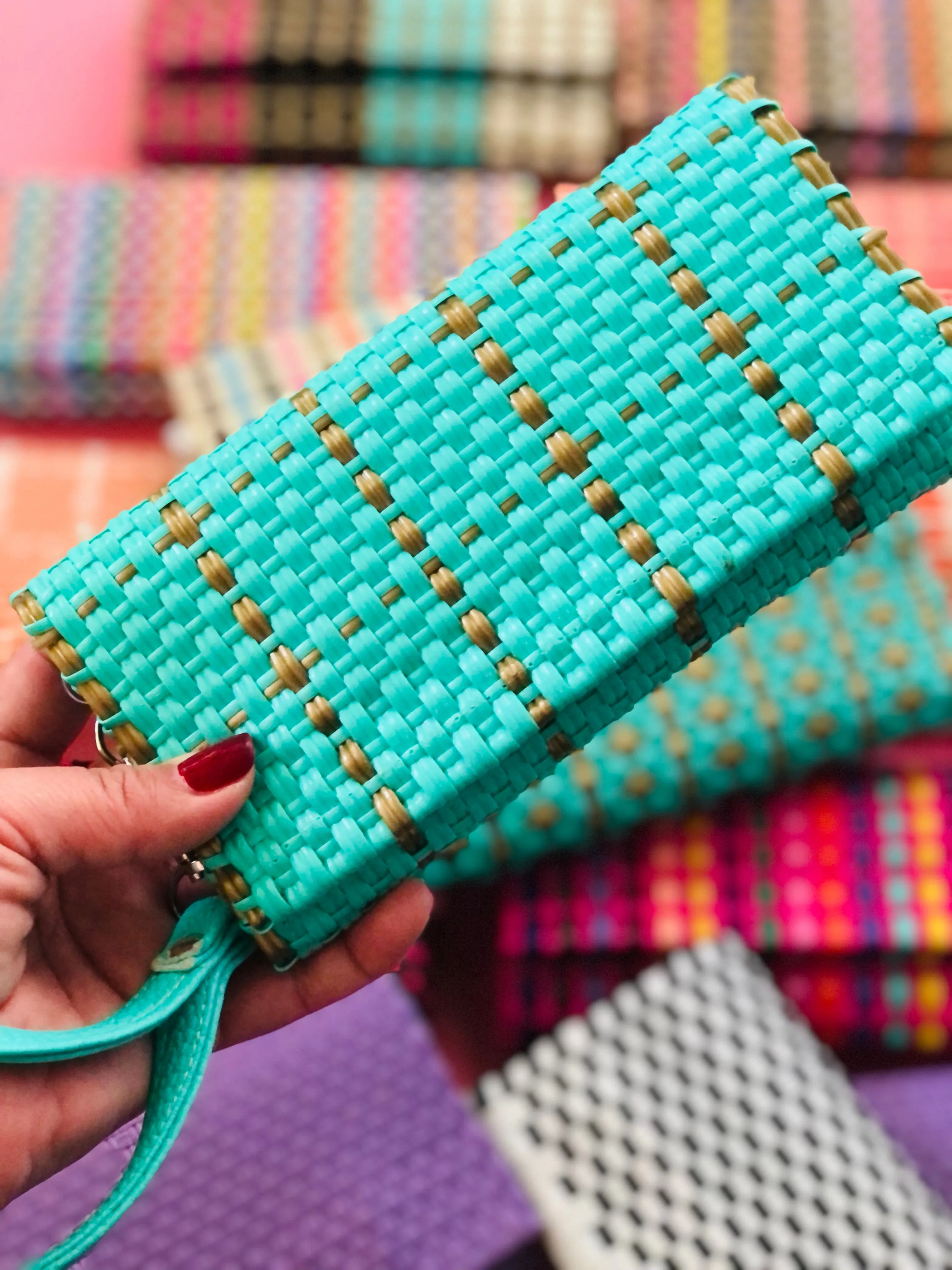Fabiola Wallet Teal & Gold