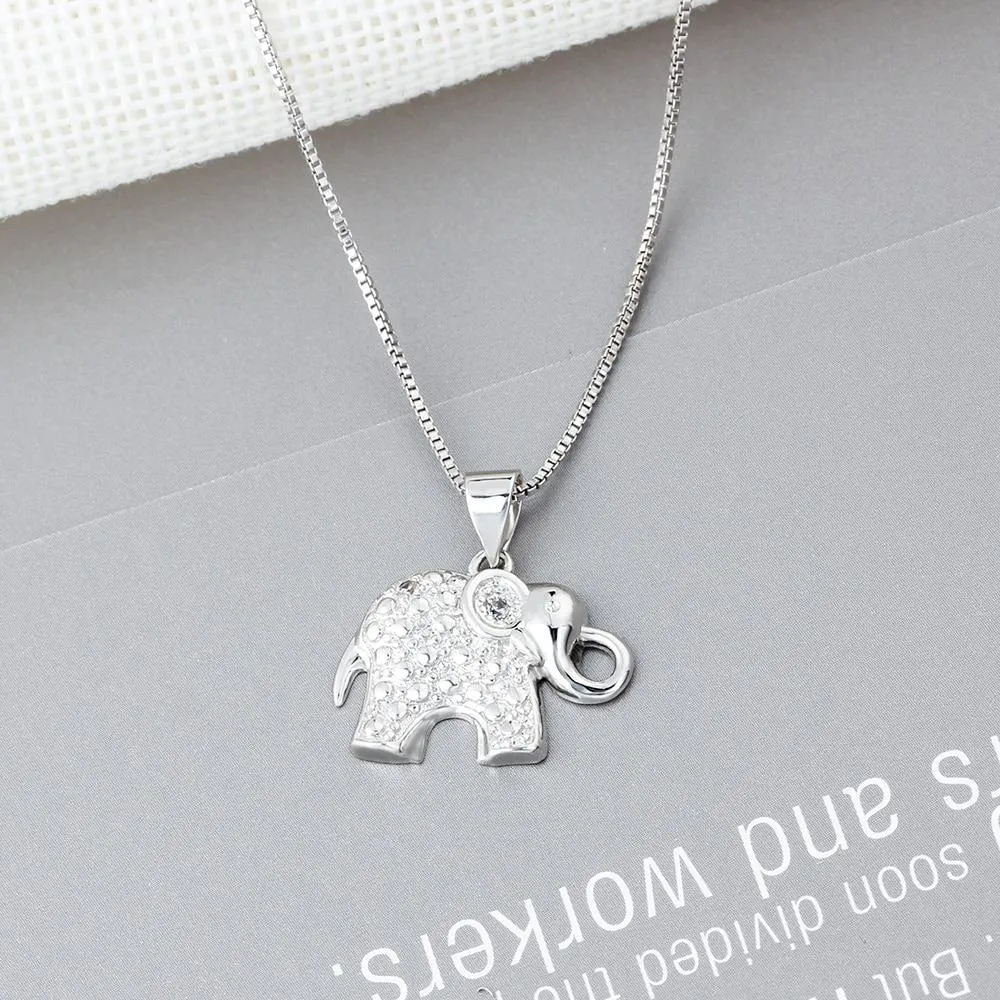 Fashion Box Chain Necklace with Elephant Shape Pendant, Party Jewelry for Women